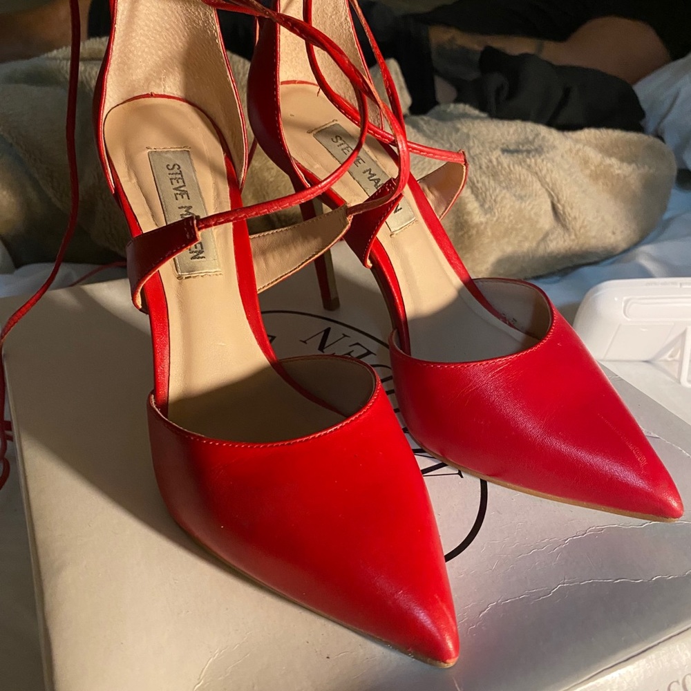 Steve Madden lace up red heels